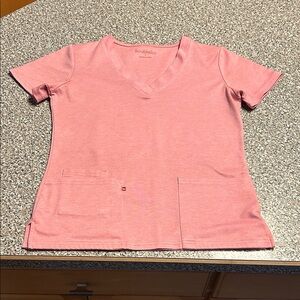 SCRUBLETICS Pink V-Neck Scrub Top Small